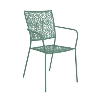 17 Stories Stapelbarer Gartenstuhl Newson mit Polster Stapelbarer Gartenstuhl Newson mit Polster (Set of 2)
